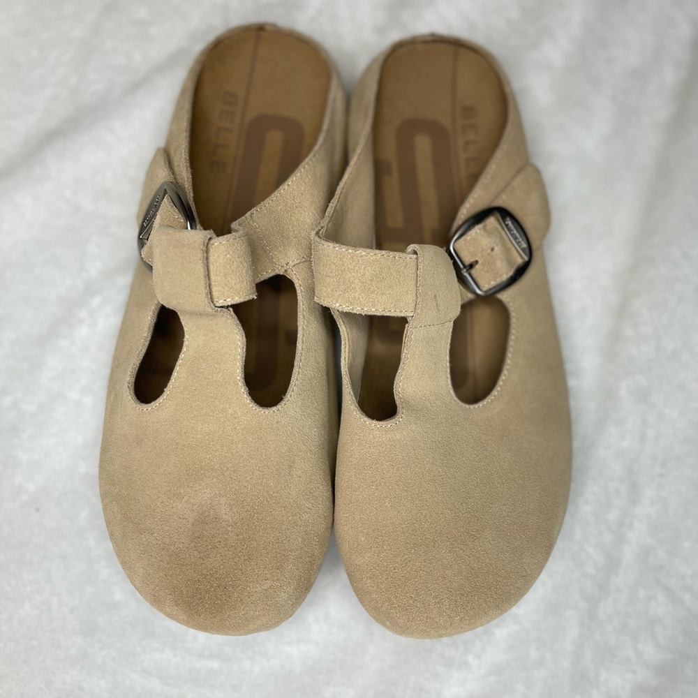 Tan Suede Belle Clogs
